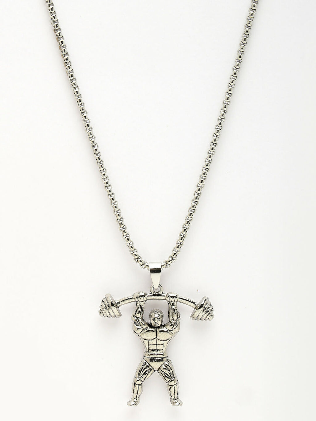 NVR Men's Silver-Plated Stainless Steel Hanuman Pendant with Chain
