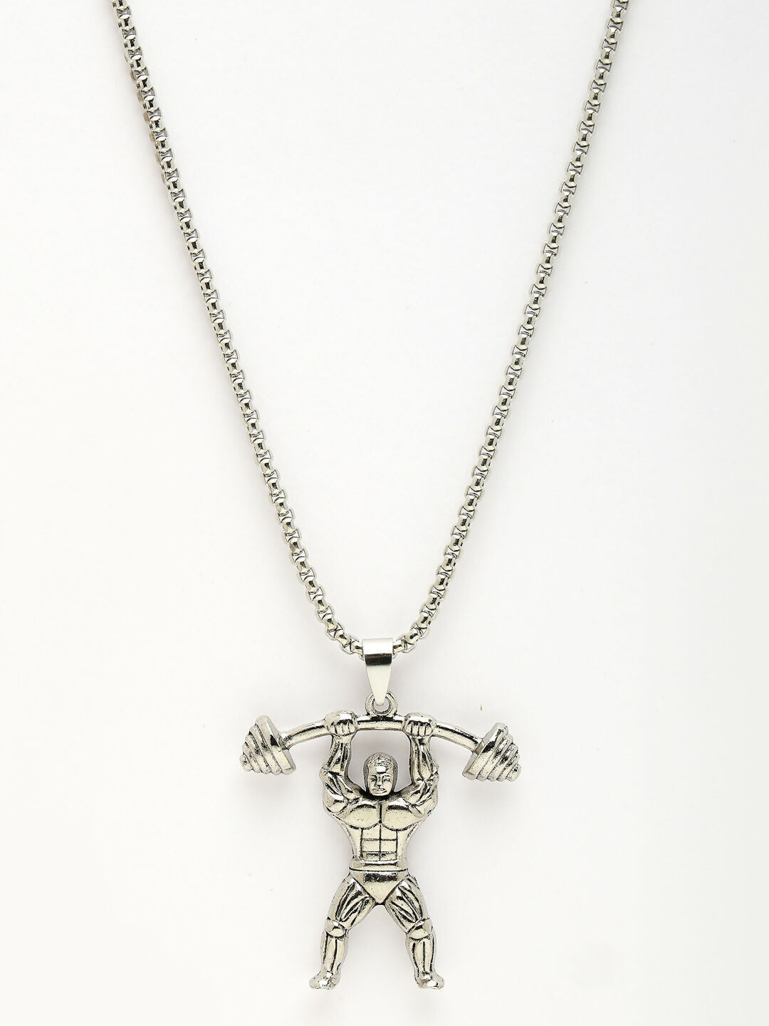NVR Men's Silver-Plated Stainless Steel Hanuman Pendant with Chain