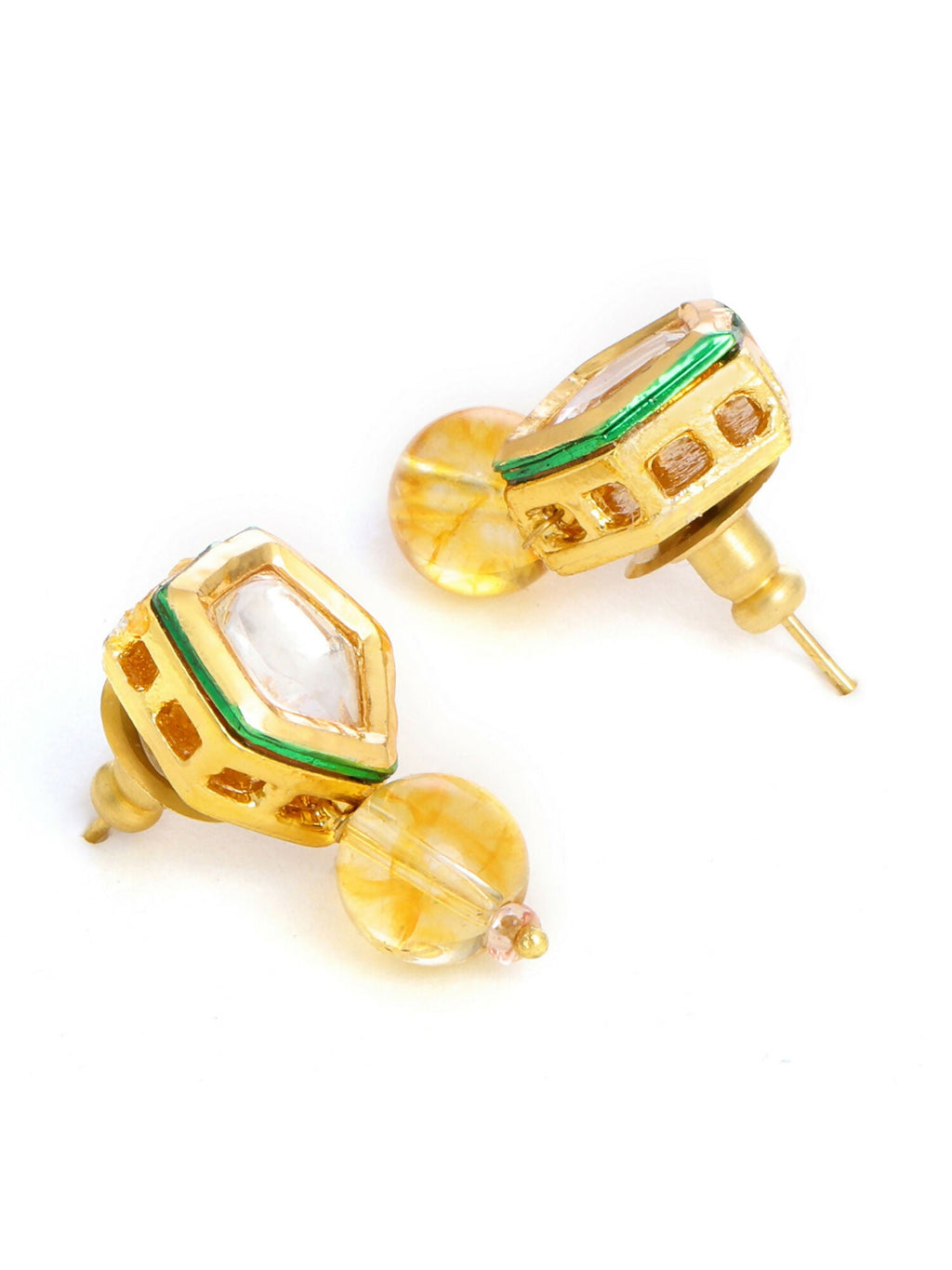 Ruby Raang Yellow Citrine Kundan Studs - Distacart