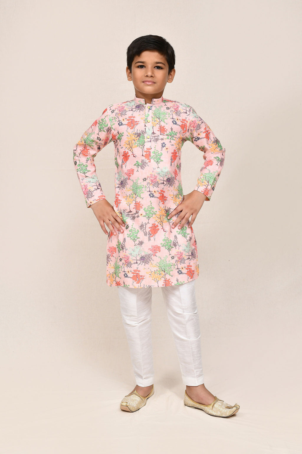 Joban Fashion Cotton Peach Kurta With Straight Fit Pant