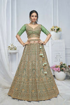 Kesar Fab Green Net Embroidered Lehenga