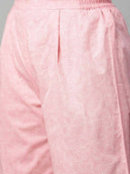 Ahalyaa Womens Pink Pure Cotton Printed Kurta Palazzo Set - Distacart