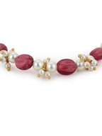 Women's Gold-Toned White Brass Kundan Gold-Plated Link Bracelet - Ruby Raang - Distacart