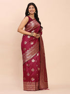 Shree Shyam Fashion Banarasi Silk Magenta Saree - Distacart