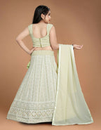 Wedding Designer Light Pista Heavy Fox Georgette Kidswear Lehenga - Aaradhna