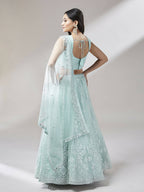 House of Panchhi Turquoise Blue Net Gotapatti Work Lehenga & Blouse, Dupatta