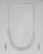 VOJ Silver Plated AD Studded Choker And Earrings Set
