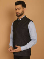 Even Apparels Pure Wool Nehru Jacket - Black