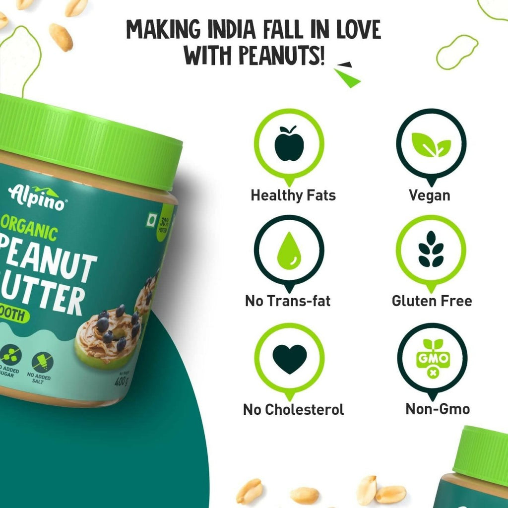 Alpino Organic Natural Peanut Butter Smooth - Distacart