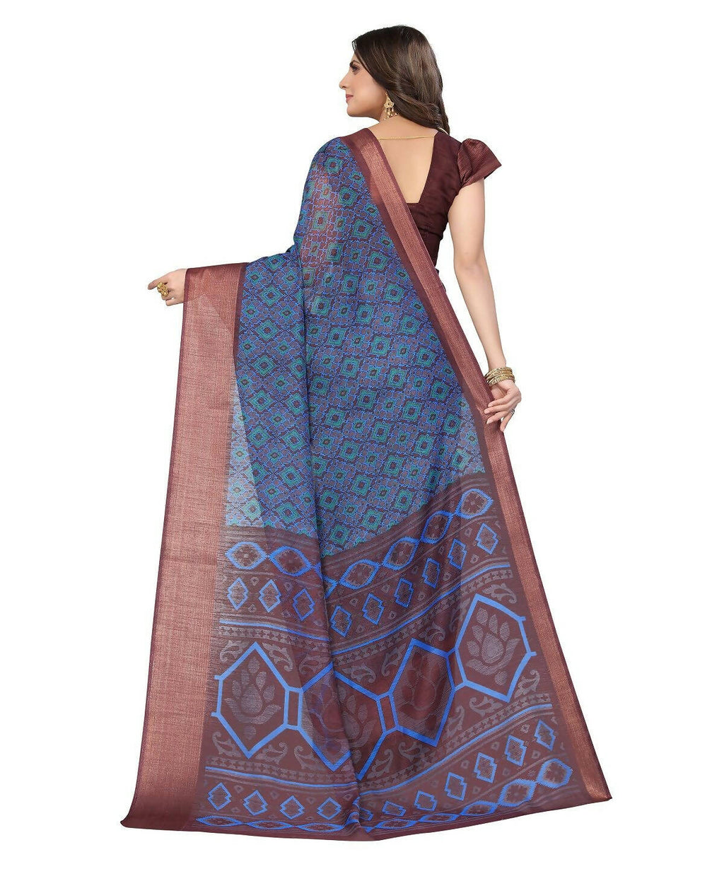 Vamika Cotton Blue Jari Border Bollywood Style Saree (VASU BLUE) - Distacart
