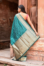 Joban Fashion Green Banarasi Katan Pure Handloom Banarasi Silk Saree