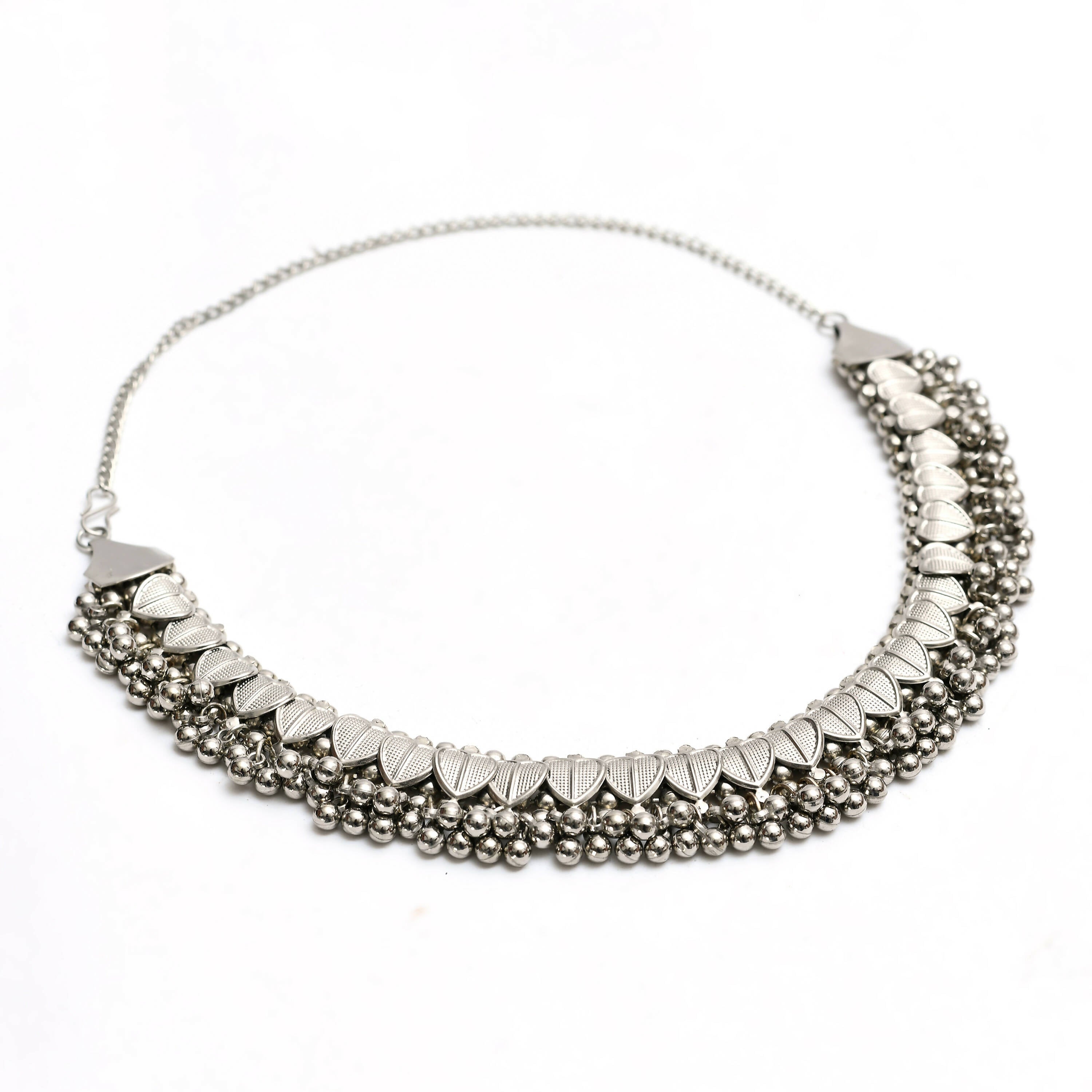 Mominos Fashion Johar Kamal Oxidised Silver-Plated Heart Design Necklace Choker Set For Women - Distacart