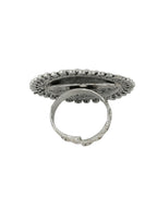 NVR Women's Oxidised Silver Plated Adjustable Finger Ring
