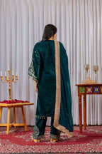 Joban Fashion Deep teal Velvet Embroidery Kurta Set - Distacart