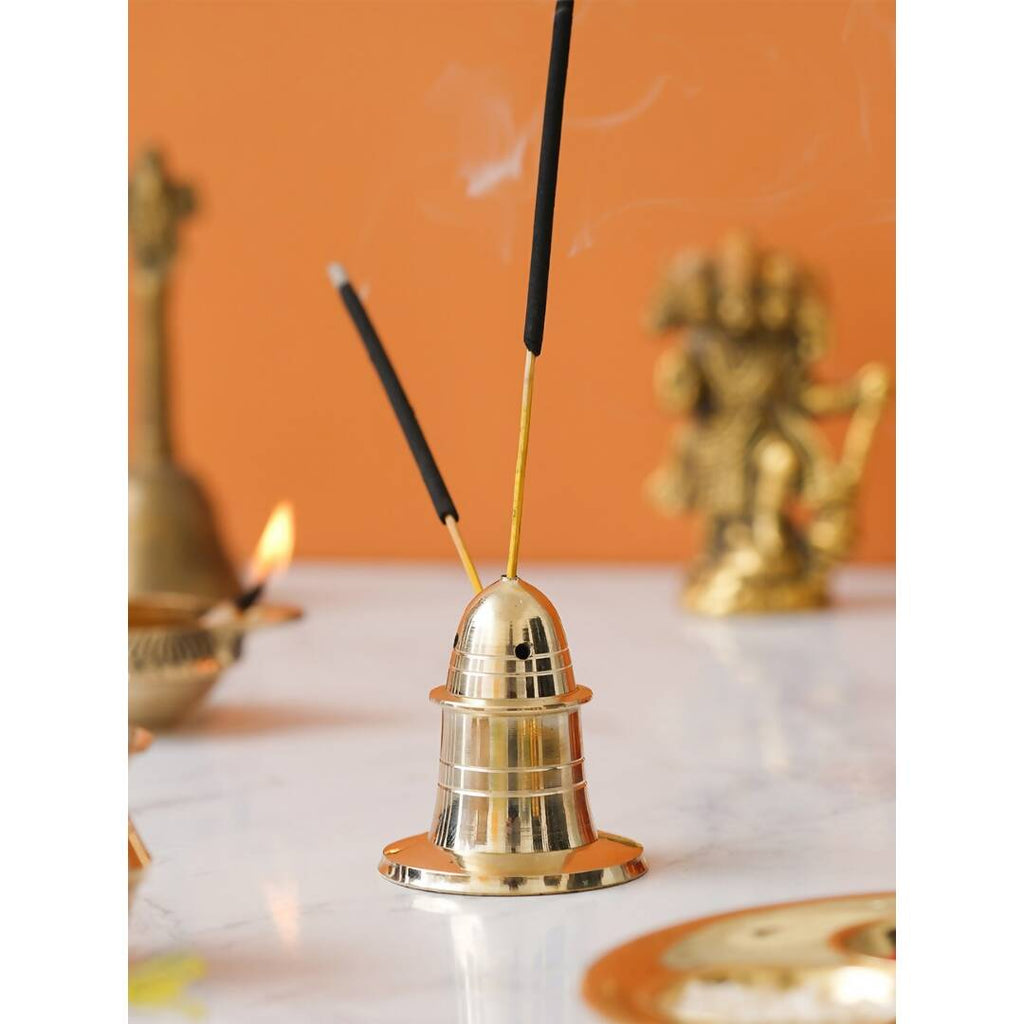 eCraftIndia Yellow Brass Incense Stick Holder