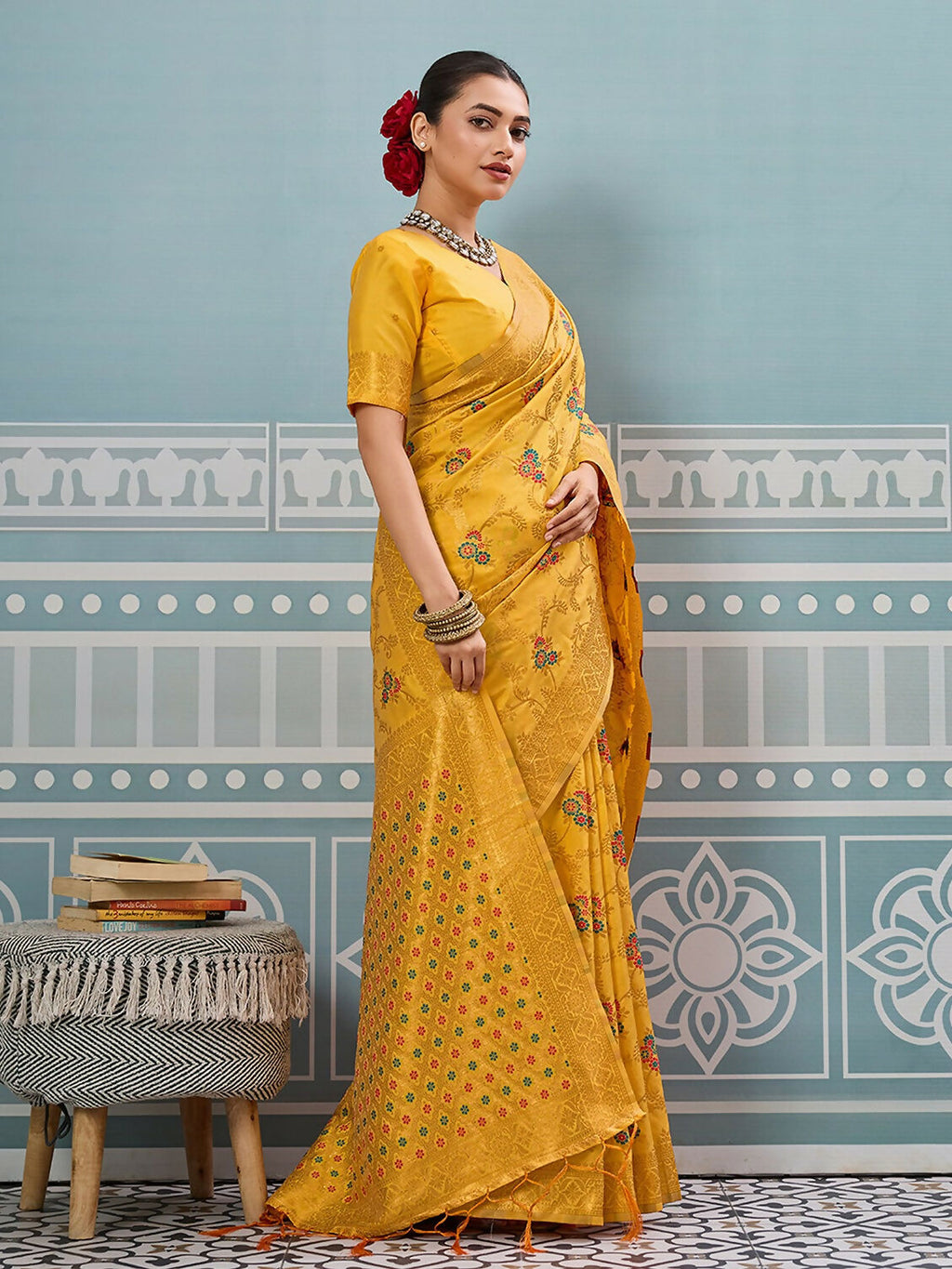 Shree Shyam Fashion Yellow Silk Saree - Distacart