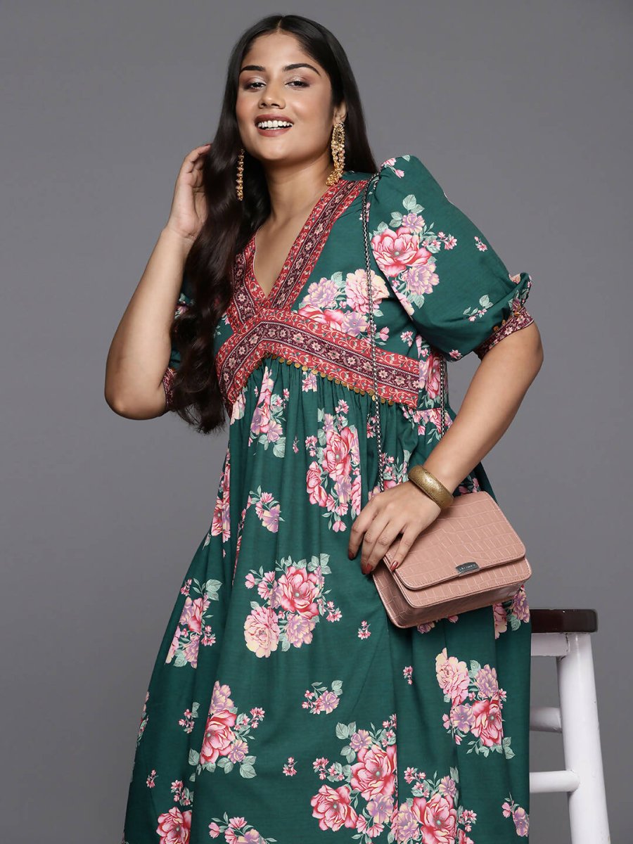 Ahalyaa Women's Traditional wear Ethnic Dress - Green - Distacart