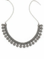 NVR Women Oxidised Silver Beaded Necklace