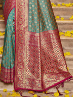 Shree Shyam Fashion Banarasi Silk Sea Green Saree - Distacart