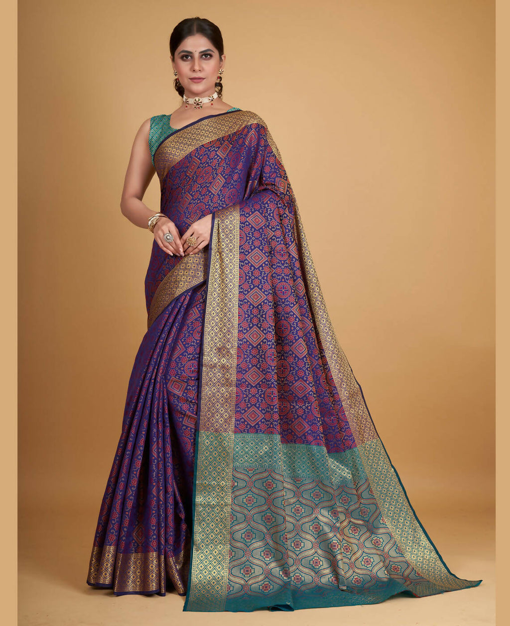 Purple Silk Woven Design Saree With Unstitched Blouse Piece - Akshita