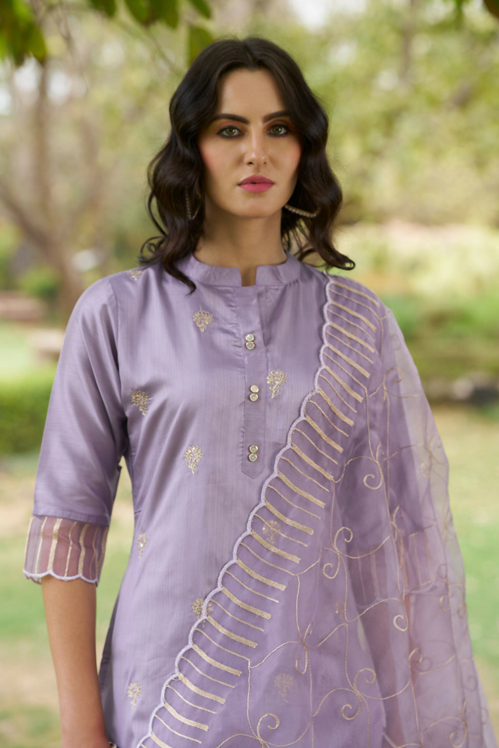 Vellora Lavender Silk Blend Ethnic Salwar Suit with Fine Embroidery