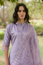 Vellora Lavender Silk Blend Ethnic Salwar Suit with Fine Embroidery