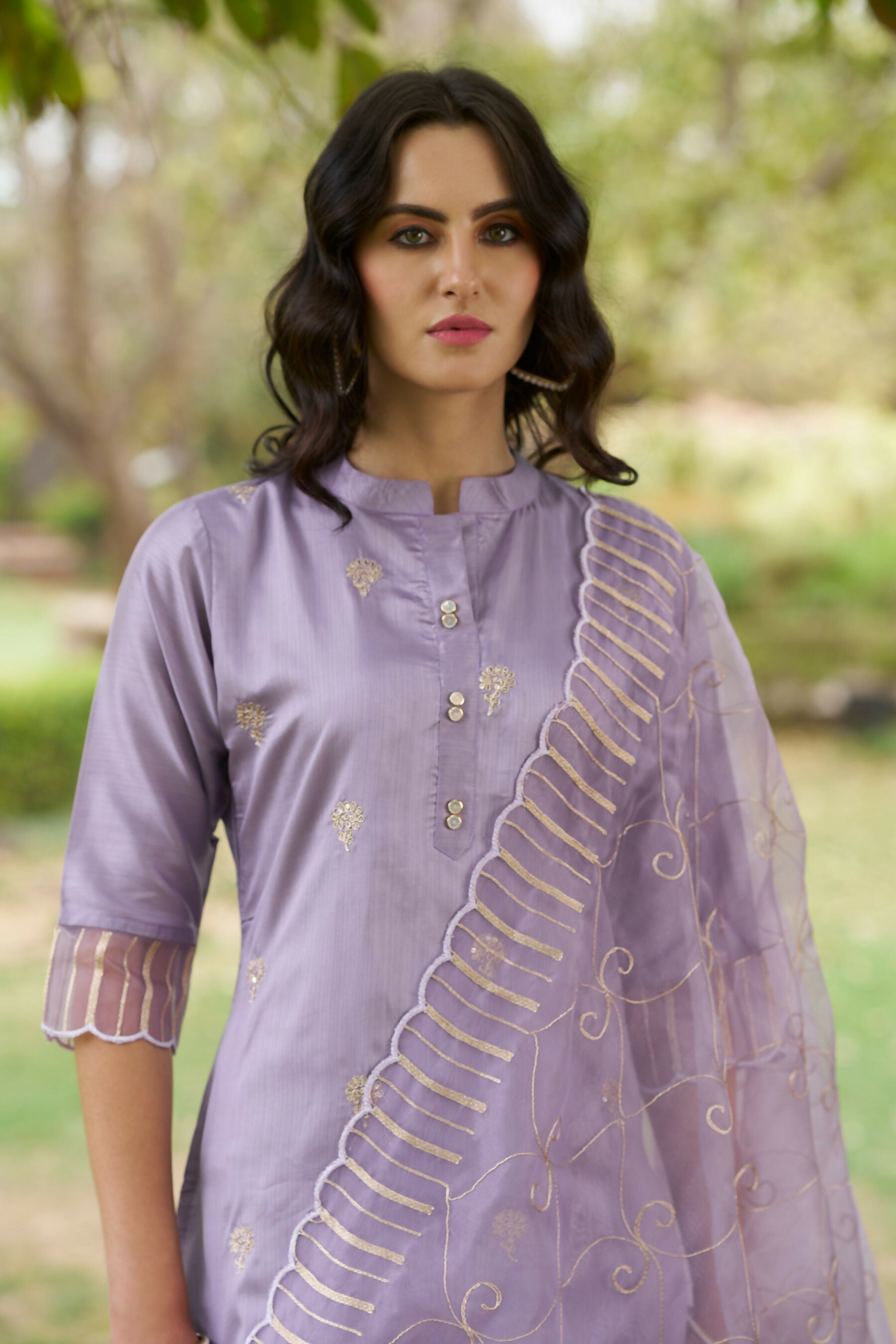 Vellora Lavender Silk Blend Ethnic Salwar Suit with Fine Embroidery