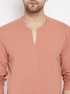 Even Apparels Brown Pure Cotton Men's Kurta With Slit Neckline - Distacart