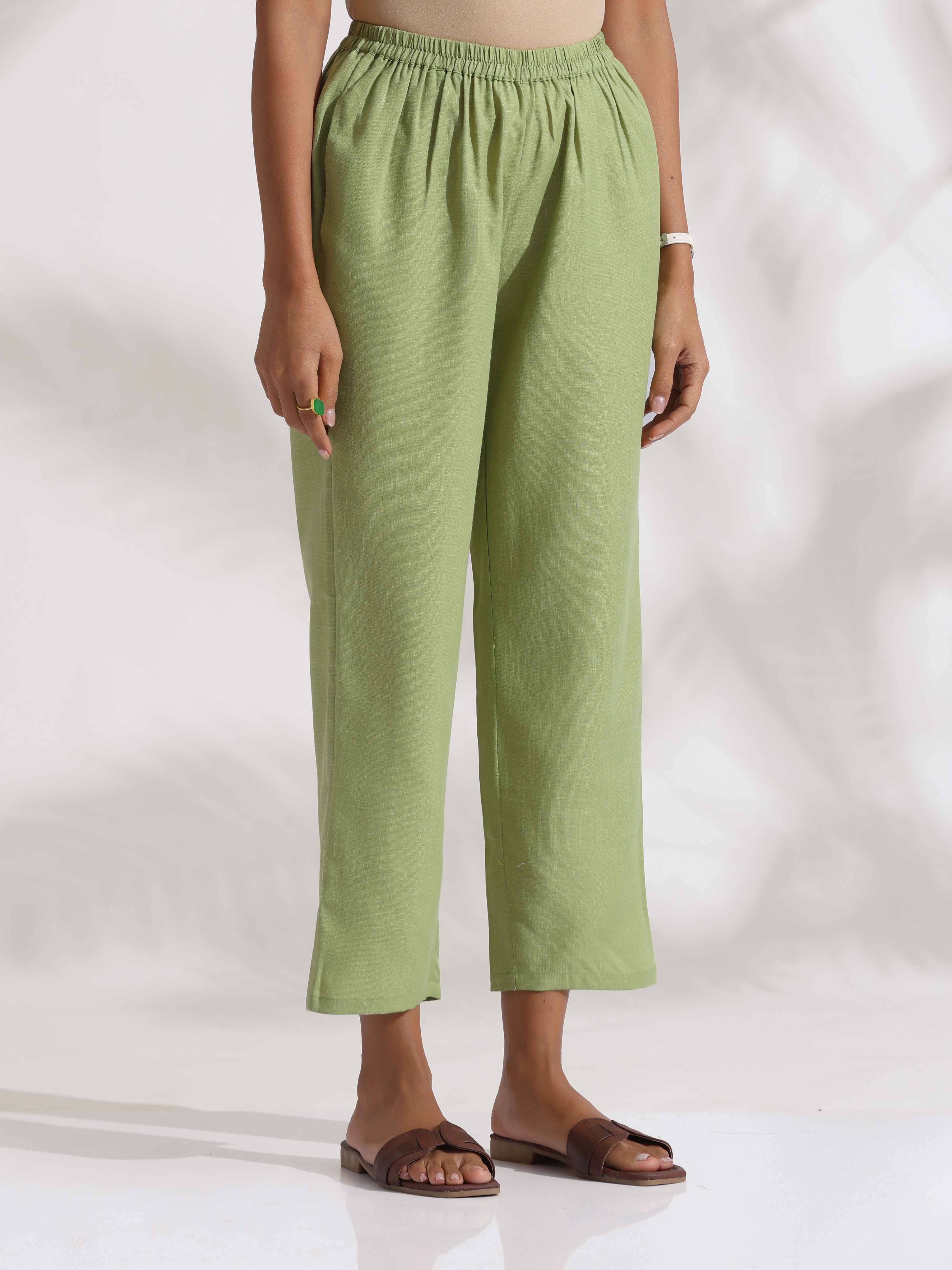 trueBrowns Green Slub Kurta Set - Distacart
