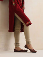 trueBrowns Maroon Kashmiri Embroidered Woollen Phiran Kurta - Distacart