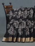 Shades of Black Floral Screen Dola Silk Saree By Gayathri Reddy Designer Studio
