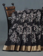 Shades of Black Floral Screen Dola Silk Saree By Gayathri Reddy Designer Studio
