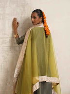 trueBrowns Green Tissue Anarkali Kurta Dupatta Set - Distacart
