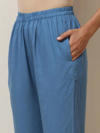 trueBrowns Blue Viscose Kurta Pant Set - Distacart