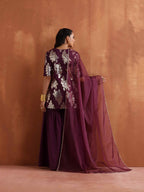 trueBrowns Purple Metallic Sharara Dupatta Set - Distacart