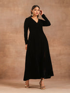 trueBrowns Black Velvet Dress - Distacart