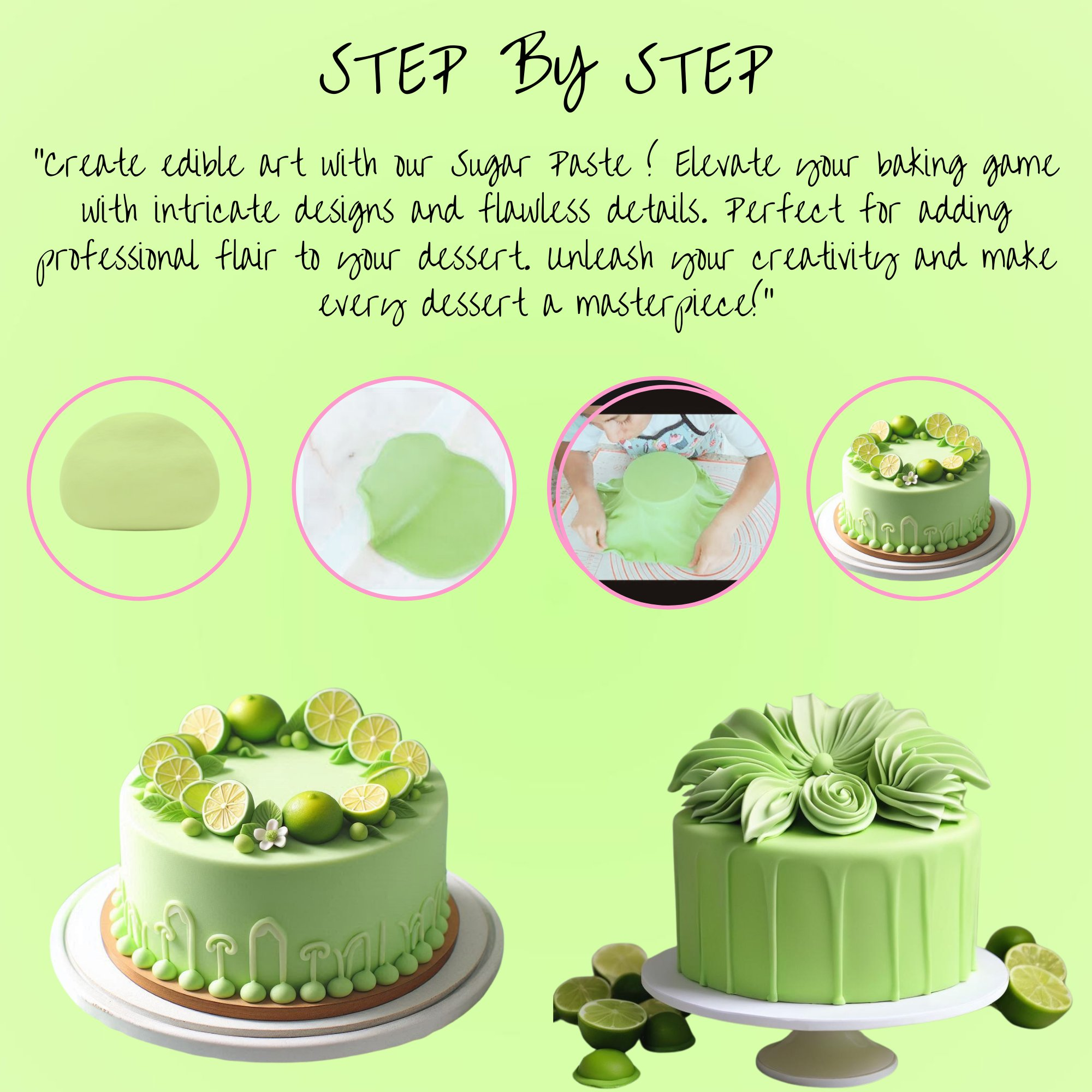 lime green fondant edible sugarpaste 1kg