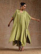trueBrowns Light Green Modal Satin Kaftan Kurta Set | Relove - Distacart