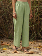 trueBrowns Green Cotton Dobby Embroidered Kurta Set - Distacart