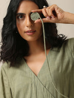 trueBrowns Sage Slub Texture Angrakha Pant Set | Relove - Distacart