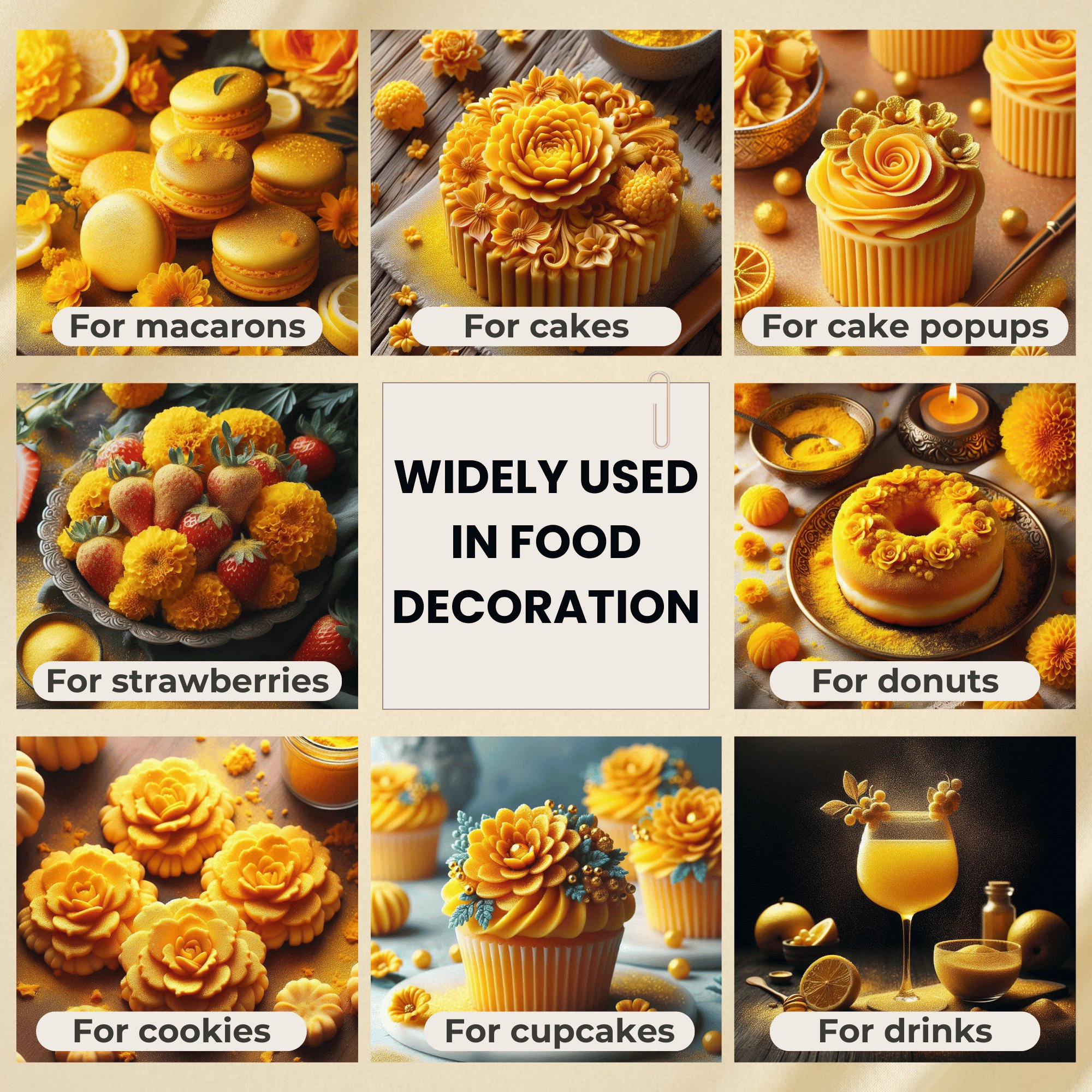 marigold yellow edible luster dust 5 g