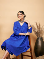 InWeave Women's Ink Blue Flared Kurta Palazzo Set