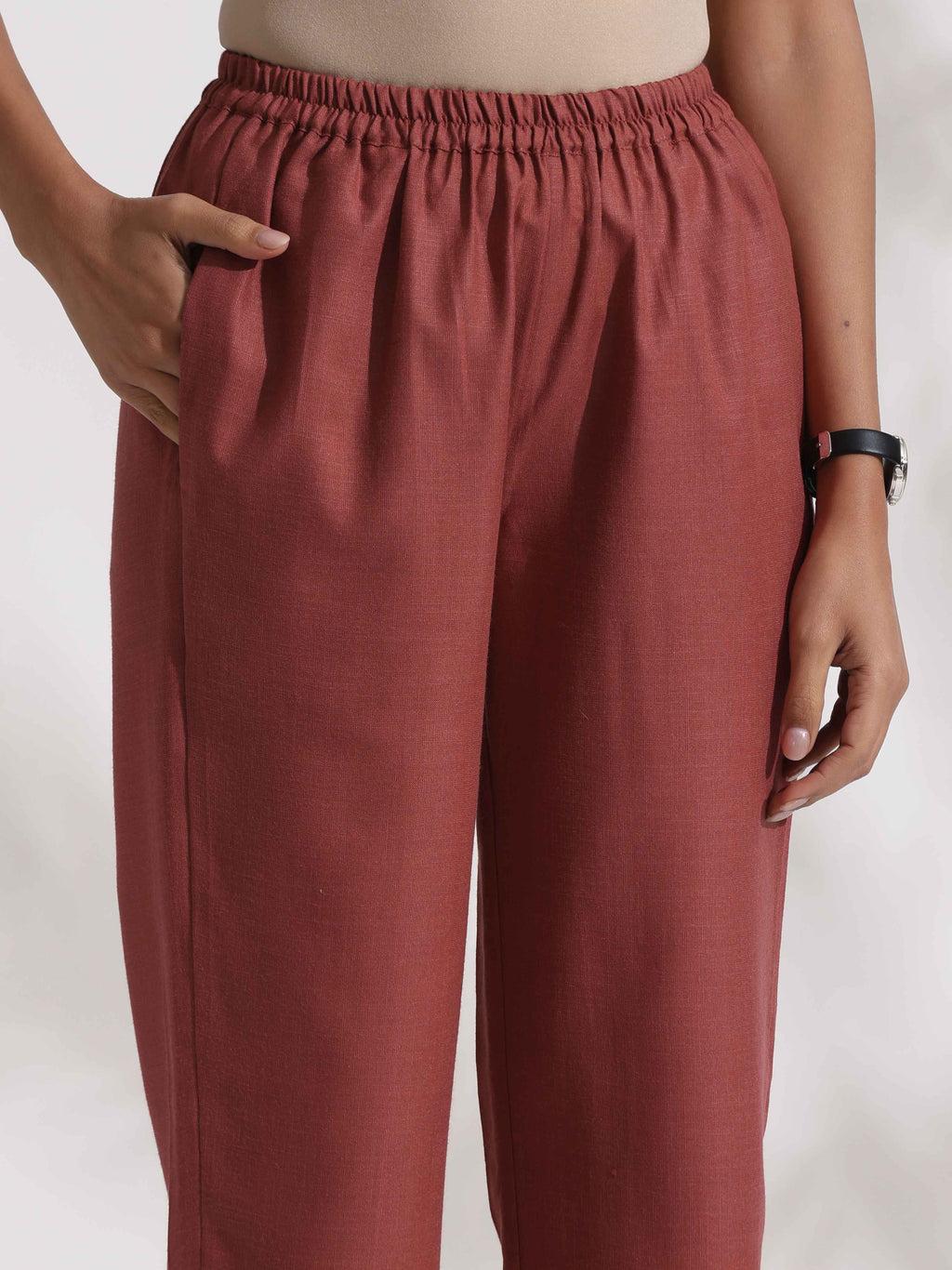 trueBrowns Brown Slub Highslit Kurta Set - Distacart