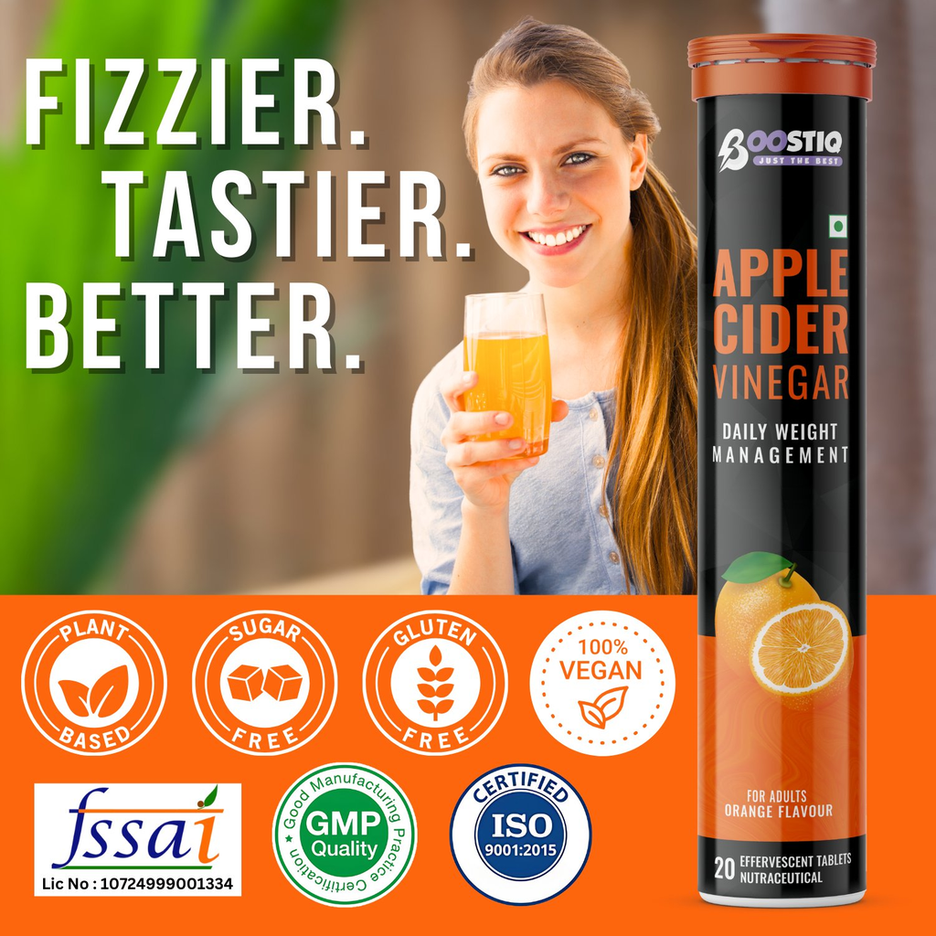 BOOSTIQ Apple Cider Vinegar Effervescent Tablets - Orange Flavour