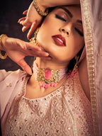 Myra Baby Pink Real Georgette Designer Gown Style Suit - Distacart