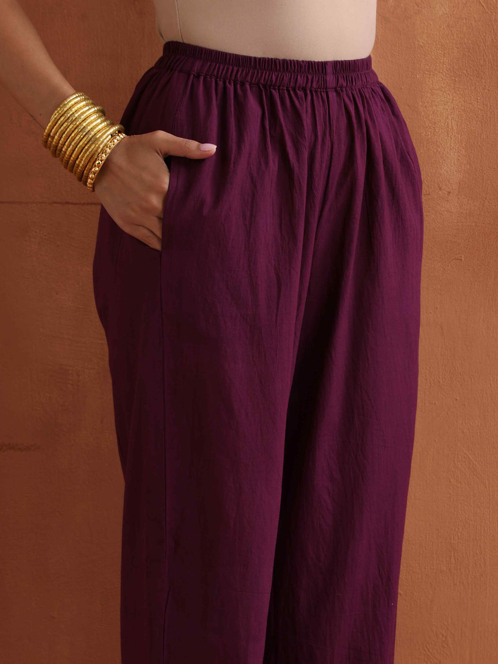 trueBrowns Purple Metallic Straight Kurta Set - Distacart