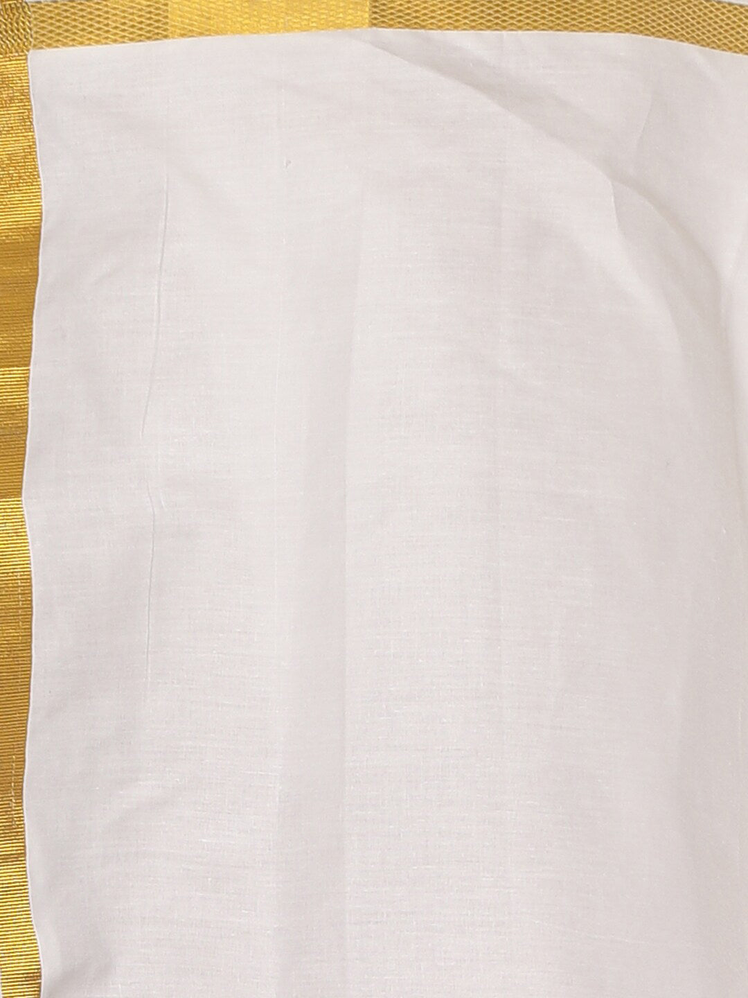 Sethukrishna Boys Gold-Toned & White Solid Shirt and Dhoti Set