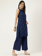 Joban Fashion Navy Blue Rayon and Embroidered Work Straight Kurta Bottom Set