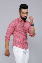 Miravan Men's Cotton Pink Floral Printed Shirt