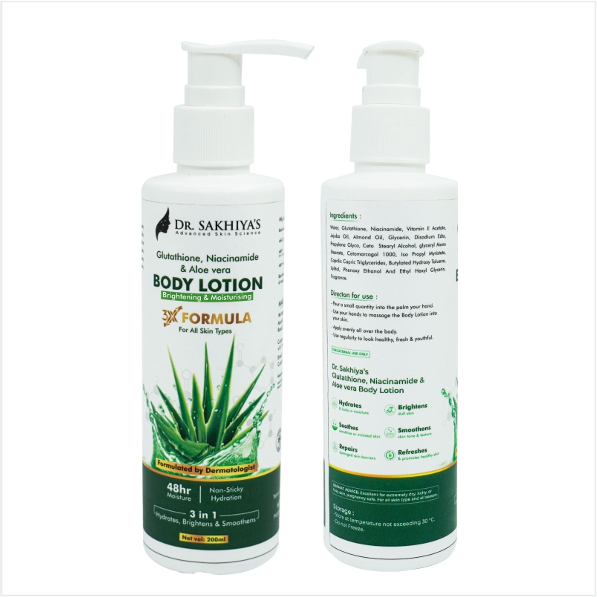 Dr.Sakhiya Body Lotion With Glutathione, Niacinamide & Aloe Vera - Distacart
